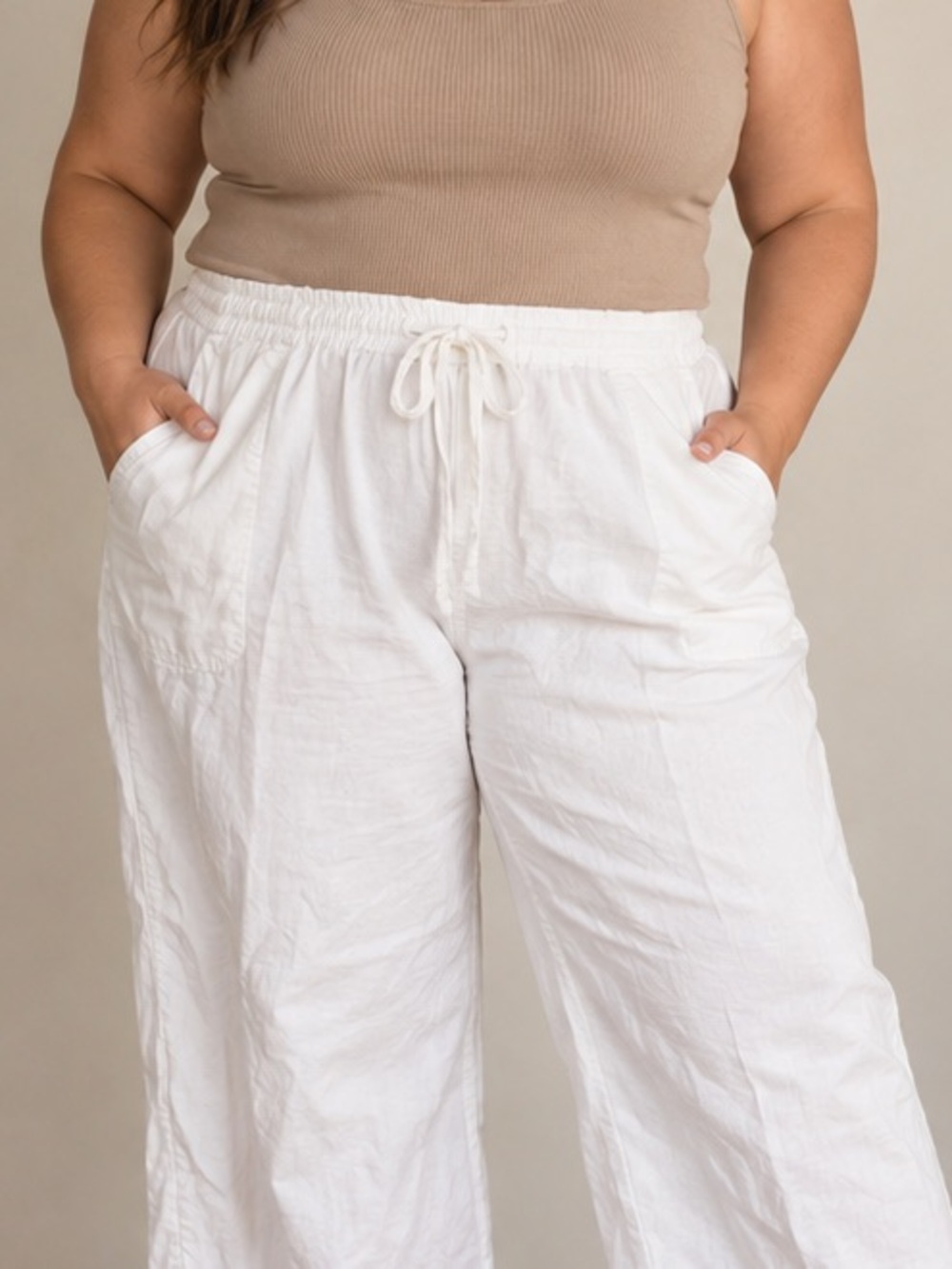 Joe Fresh White Linen Blend Cropped Wide Leg Pants 2X